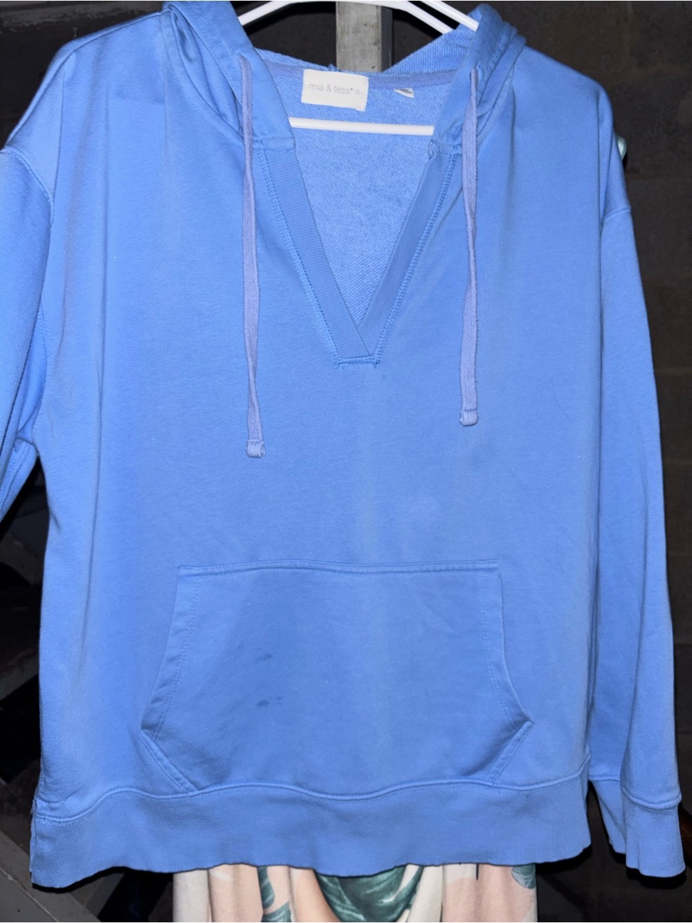 Mia & Tess Blue V-Neck Hoodie Sweater